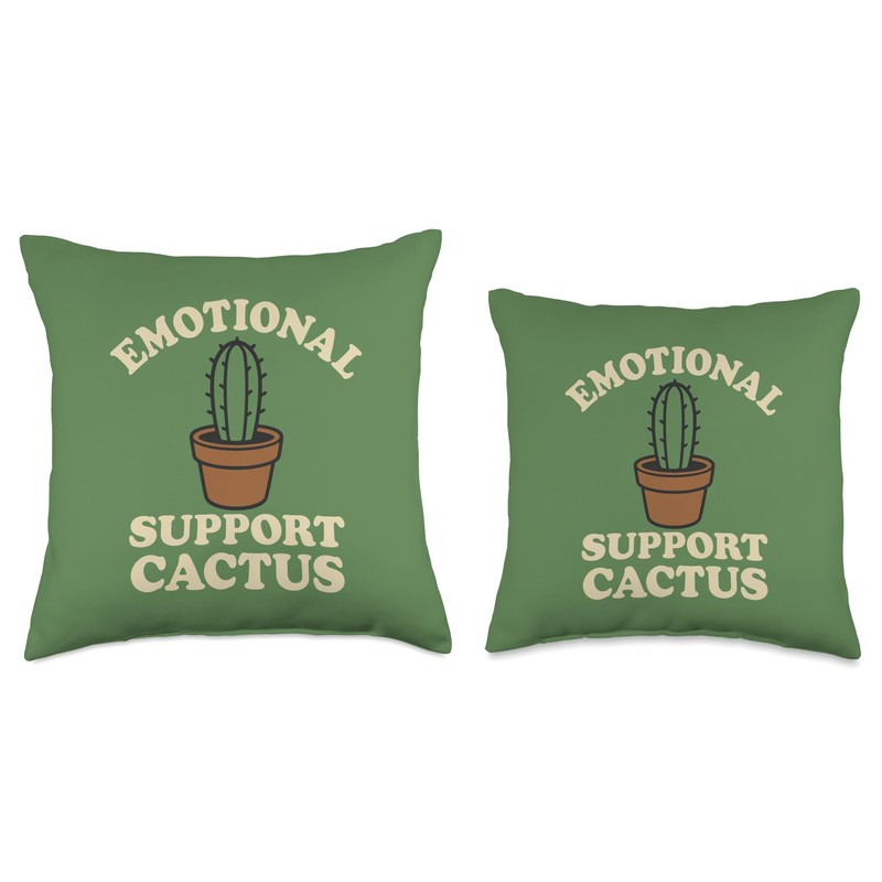Emotional Support Cactus Funny Throw Pillow