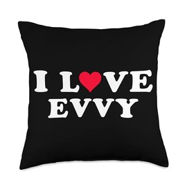I Love Evvy Matching Girlfriend & Boyfriend Evvy Name Throw Pillow