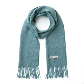 linişte 100% Wool Scarf - Men and Women Winter Warm Soft Luxurious Solid Colors Gift Box (Sky blue)