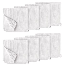 LILY O LAUREL Muslin Burp Cloths, 20"x10"- Pack of 8, 6 Layers Super Soft Absorbent & Breathable 100% Cotton for Baby Drool and Messes, Burp Cloth Baby Boy and Burp Cloths Baby Girl