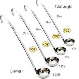Markeny 4-Piece Stainless Steel Soup Ladle Set, 1 oz/2 oz/4 oz/5 oz, Kitchen Ladles