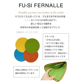 FU-SI FERNALLE Women's Wallet, L-Shaped Zipper, Long Wallet, Goat Leather, Goat Leather, Goat Leather, Goat Leather, Made in Japan 21584, green