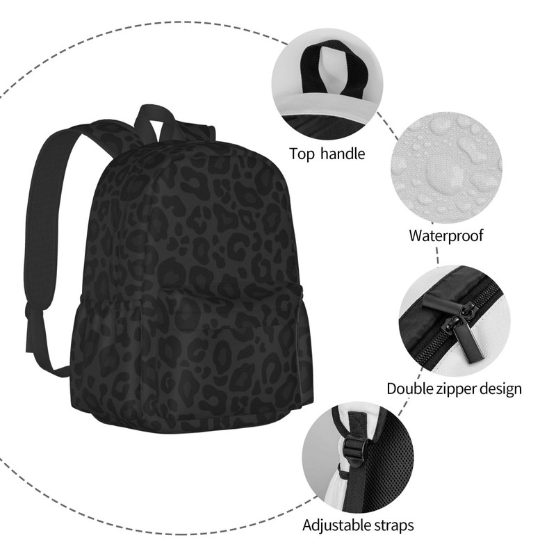 Jbofyee Leopard Black Texture Laptop Backpack For Men Women, Lightweight