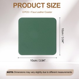 uxcell 6 Pcs Faux Leather Coasters, 3.9 x 3.9 Square Coasters for Drinks Heat Resistant Waterproof Oil Proof Non Slip Cup Mat for Office Kitchen Bar Table Desk (Green)