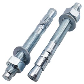 SKIR'CO (2 pcs) Zinc Plated Wedge Anchors M16 x 140 mm, Metal Dowels, Anchor Bolt, Masonry Anchors, Concrete Anchor