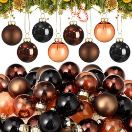 Tioncy 32 Pieces 1 Inch Mini Glass Christmas Ornaments Balls Shiny Christmas Balls Mini Christmas Tree Ornaments Hanging Tiny Colorful Ball Decoration Pendant for Xmas (Multi Brown, Black)