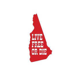 ND353R New Hampshire Live Free Or Die Decal Sticker | 5.5-Inches By 2.7-Inches | Premium Quality Red Vinyl