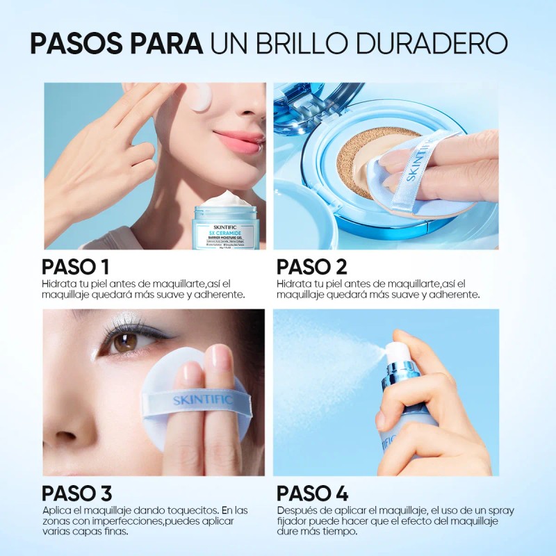 Skintific Power Matte Cushion Control Grasa Larga Duración Tono Marfil