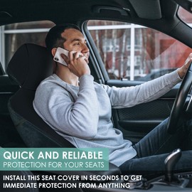 FH Group Car Seat Protector, Easy Roll-Out Waterproof Seat Cover, for Surfing Yoga Gym Beach, Perfect for Cars, Trucks, SUVs, Vans - 1 Piece Front Seat - Faux Leather - Black