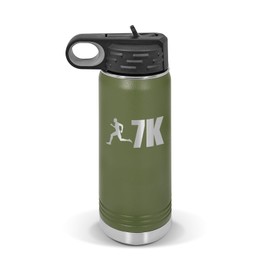 RDW Mens 7K Water Bottle 20 oz - Laser Engraved w/Flip Top Removable Straw - Polar Camel - Stainless - Vacuum Insulated - Drinkware - Running Runner Men boy - Olive