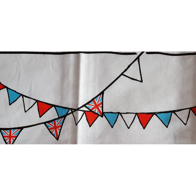 London Bus Souvenir Tea Towel Red Routemaster Cartoon Sketch White