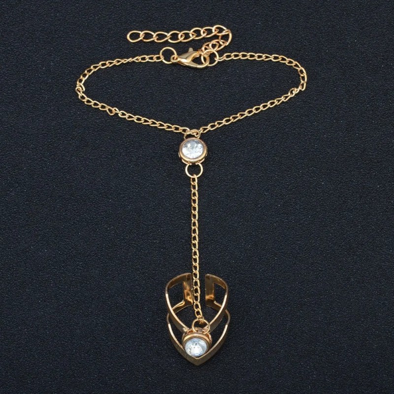 Pulsera Arnés Con Cadenita Y Anillo Cristales Zirconia