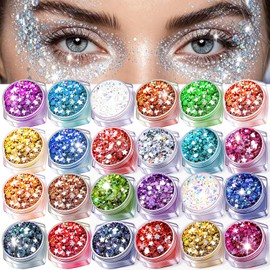 Gel de Purpurina para Cuerpo y Rostro,Maquillaje en Gel con Purpurina,Set de Brillo Lentejuela con Efecto Sirena para Maquillaje de Labios para...    