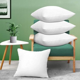 Acanva Square Premium Throw Pillow Inserts with Microfiber Filled, Lumbar Support Decorative Stuffer for Sofa Bed Couch & Chairs, 20x20 Inch(4 Count), White
