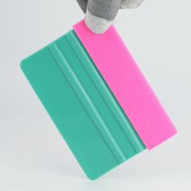 2-Pack Felt Edge Squeegee Tool for Vinyl Wrap, Window Tint, & Peel-and-Stick Wallpaper – Bubble Remover with Scratch-Resistant ABS Plastic, Includes Two Replacement Felt Pads (Turquoise Green​​ Pink)