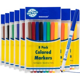 Trail maker 100 Pack Bulk Coloring Markers for School, Teacher Supplies for Classrooms, Daycares | Bulk Thin Fine Tip Markers Washable Classroom Set Art, Drawing Supplies