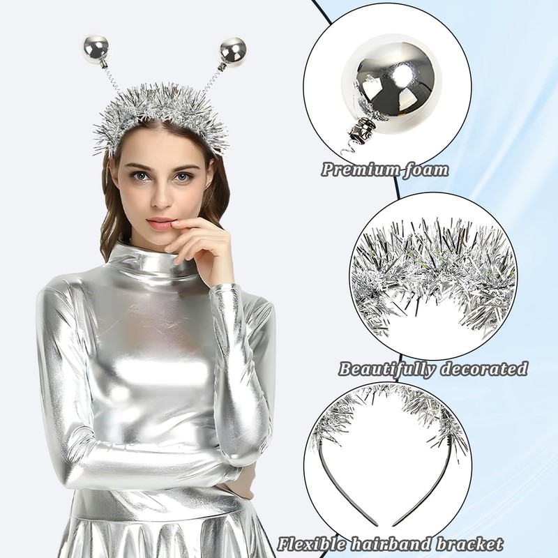 Sprinlot Alien Headband Carnival, Silver Alien Sensor, Headband Silver with