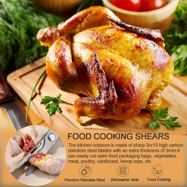 BETUREEIU Kitchen Scissors All Purpose, Heavy Duty Kitchen Shears Come Part, Meat Scissors Dishwasher Safe, Stainless Steel Sharp Food Cooking Scissors for Chicken Poultry Fish Vegetable (Black)