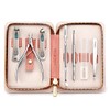 7-in-1 Manicure Set with Stylish Pink Striped Case