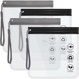 Clear Travel Toiletry Bag - Airport Security Liquid Bags, Airport Liquid Bag, 20x20cm, TSA Approved, Travel Accessories, Makeup Bags, Holiday Essentials, Luggage for Men, 4pcs Black/Gray, travel bag