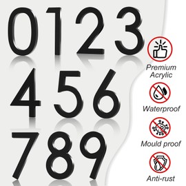 Floating Shadow House Number for Outside - Large 5 Inch Modern House Address Numbers with Nail Kit Black Acrylic Outdoor Address Sign for Home Garden Door Mailbox Decor, 911 Visibility Signage (02)