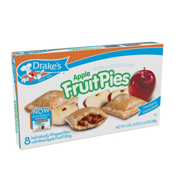 Drake's by Hostess 8 ct Apple Fruit Pies 16 oz (Pack of 6)
