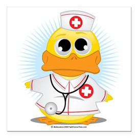 CafePress Nurse Duck Square Car Magnet 3 X 3 Square Car Magnet, Magnetic Bumper Display