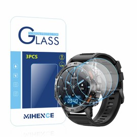 Mihence Screen Protector Compatible for S10 / K52 1.39 Inches Smartwatch , 9H Tempered Glass Protective Film Compatible for Atheewon / Qecnato S10 / ESFOE / SUNKTA / Linwear / ATEVENSE / EIGIIS K52 1.39 Inches Military Smart Watch ( 3PCS )