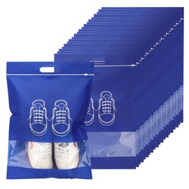 PINGEUI 30 Pieces Large Shoe Storage Bags, Portable Travel Shoe Bags, Non-Woven Shoes Storage Bags with Zipper Transparent Slot for Daily and Travel Use