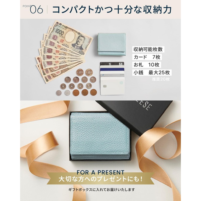 NEESE 【the Minimalist】Mini Wallet, Choose from 17 Colors, Fold-Free Bill
