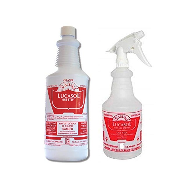 Lucasol One Step Disinfectant, 32 Ounce Bundle With 24 oz. Spray Bottle