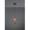 Trio Leuchten Tosh 304300132 Pendant Light Metal Black Matt Wood