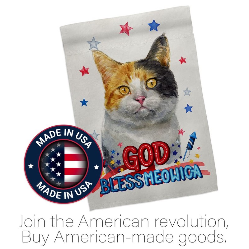 Breeze Decor Patriotic Dilute Calico Garden Flag Set Mailbox Hanger