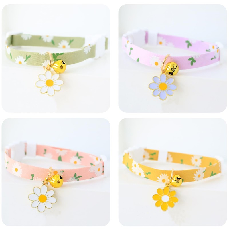 4Pcs Unique Daisy Cat Collar Lovely Comfortable Quick Release Kitten
