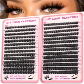 Lash Cluster Eyelash Extensions, 10-18mm Lash Clusters 80D+100D D Curl Individual Wispy False Eyelashes DIY Fluffy Manga Lash Extension for Beginner Friendly at Home (Volume Lash Clusters 518 Pcs)