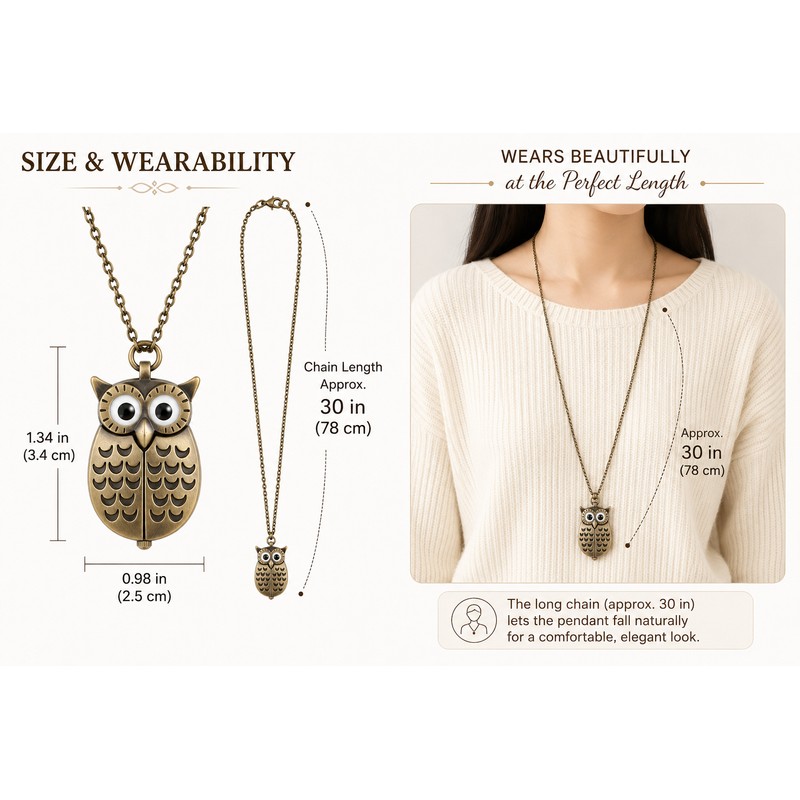 Vintage Owl Pocket Watch Necklace for Everyday Style – Opening