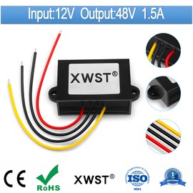 XWST DC 12V Step up to 48V 1.5A 72W Converter Voltage Converter, 48Volt regulator Waterproof DC/DC Boost Transformer Power Supply (12V to 48V 1.5A)