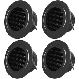 4 Inch Soffit Vent Cover, Black Round Soffit Exhaust Vent Cover with Built-in Mesh Screen, Wall Vent Cover for Bathroom Home Office Kitchen Garage（4 Pack）