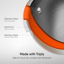 Nobel Triply Stainless Steel Cookware Frypan with Vent Glass Lid, Steel Pan, 2.5 mm Thick,Induction & Gas Stove Compatible Omelette Pan, Egg Pan, (26cm. Dia - Glass LID)