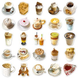 Pack of 50 Coffee Stickers Car Laptop Phone Guitar Skateboard Motorcycle Bicycle Coffee Stickers Set Vinyl Waterproof Aesthetic Stickers for Teenagers Children Adults