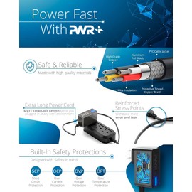 PWR+ Power Adapter Compatible with Brother P-Touch Label Makers - UL Listed Power Supply Charger with 6.7 Ft Extra Long Power Cord AD24 AD24ESA AD24A PT-D200 PT-D210 PT-1280 PT-1290 PT-1880 PT-2730