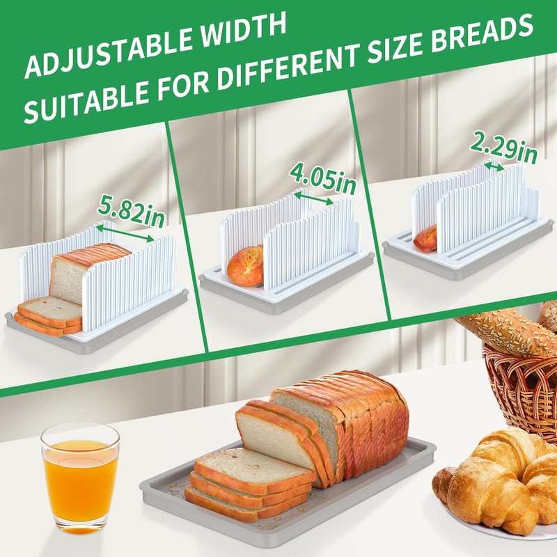 CAWIU Bread Slicer for Homemade Bread with Bread Box, Foldable