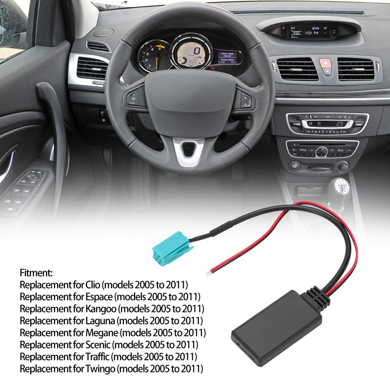 Car Bluetooth Audio Cable Adapter Replacement for Clio Kangoo Megane