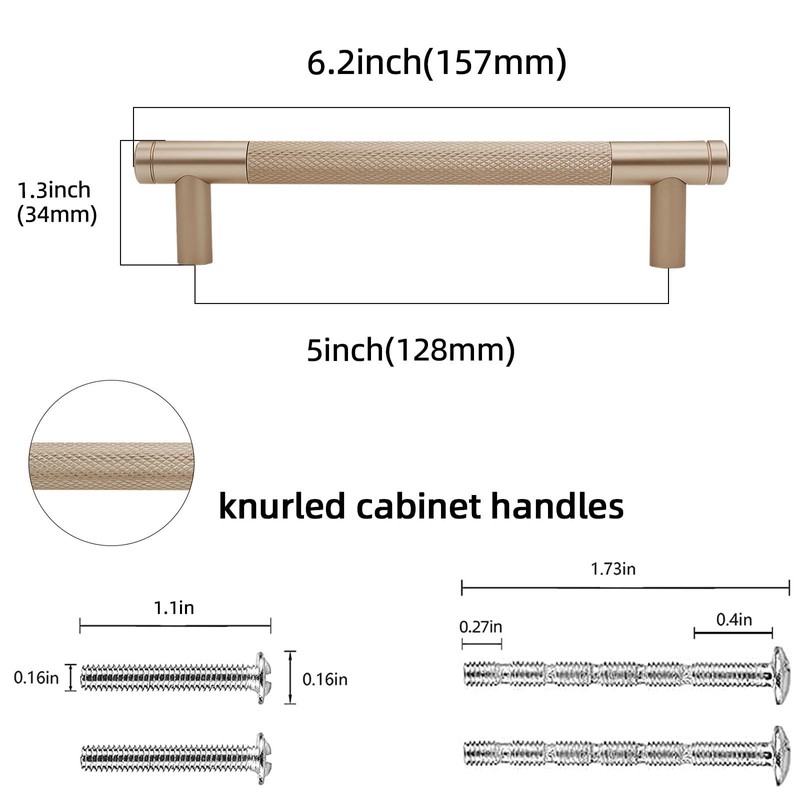 POVEFONK 10 Pack 5 inch(128mm) Champagne Bronze Kitchen Cabinet Handles