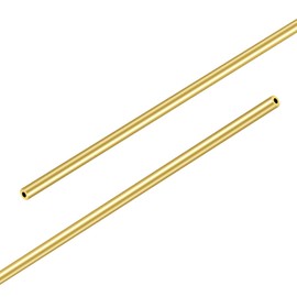 Aopin Brass Round Tube Copper Tubing Pipe ID 1.5mm / 3/50" x OD 3.5mm / 7/50" Hollow Copper Tubing Seamless Straight Pipe Tubing - 300mm / 1 Ft / 11.81 In Length For Brake Line, 2 Pcs