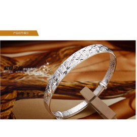 Yuren Women Jewelry Solid 925 Sterling Silver Carving Women's Cuff Bracelet Bangle Jewelry Gift,Frosted bracelet