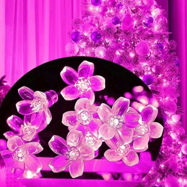 33ft 100 LED Connectable Fairy Pink Flower String Lights 8 Modes for Valentine's Day Wedding Party Christms Decor, Light Up Romantic Bedroom Window Tree Home Indoor Outdoor Hanging Decorations