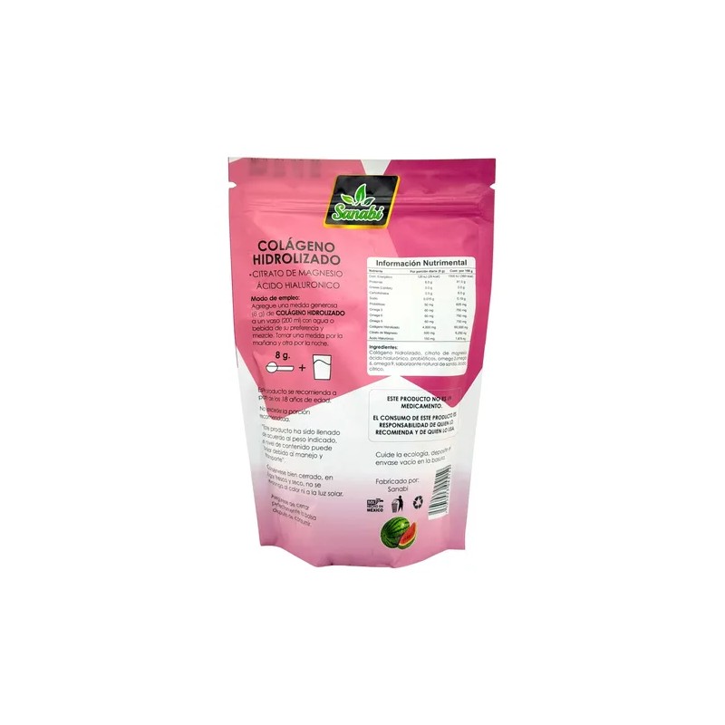 Colageno Hidrolizado Citrato De Magnesio 400 G Sandía Sanabi Sandía