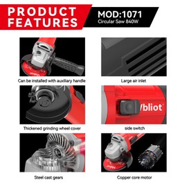 VBLIOT Angle Grinder,7-Amp 4-1/2 Inch Power Grinder Tool with 2 Cutting Discs 2 Grinder Discs,Ideal for Metal Cutting Grinding Polishing