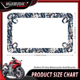 Sea Turtle Motorcycle License Plate Frame Stainless Steel Cute Turtles Tag Holder Colorful Ocean Motorcycle Accessory 4 Holes with Screws Nut Caps 7.7" x 4.5" for Motorcycle Bike